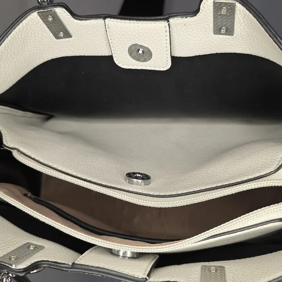 Max & Enjoy Cream Pebbled Tote Satchel | Top Handle | Adjustable Strap | NWT - Picture 9 of 9